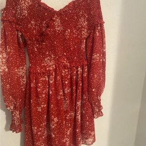 Macy's Red and White Floral Kids Dress